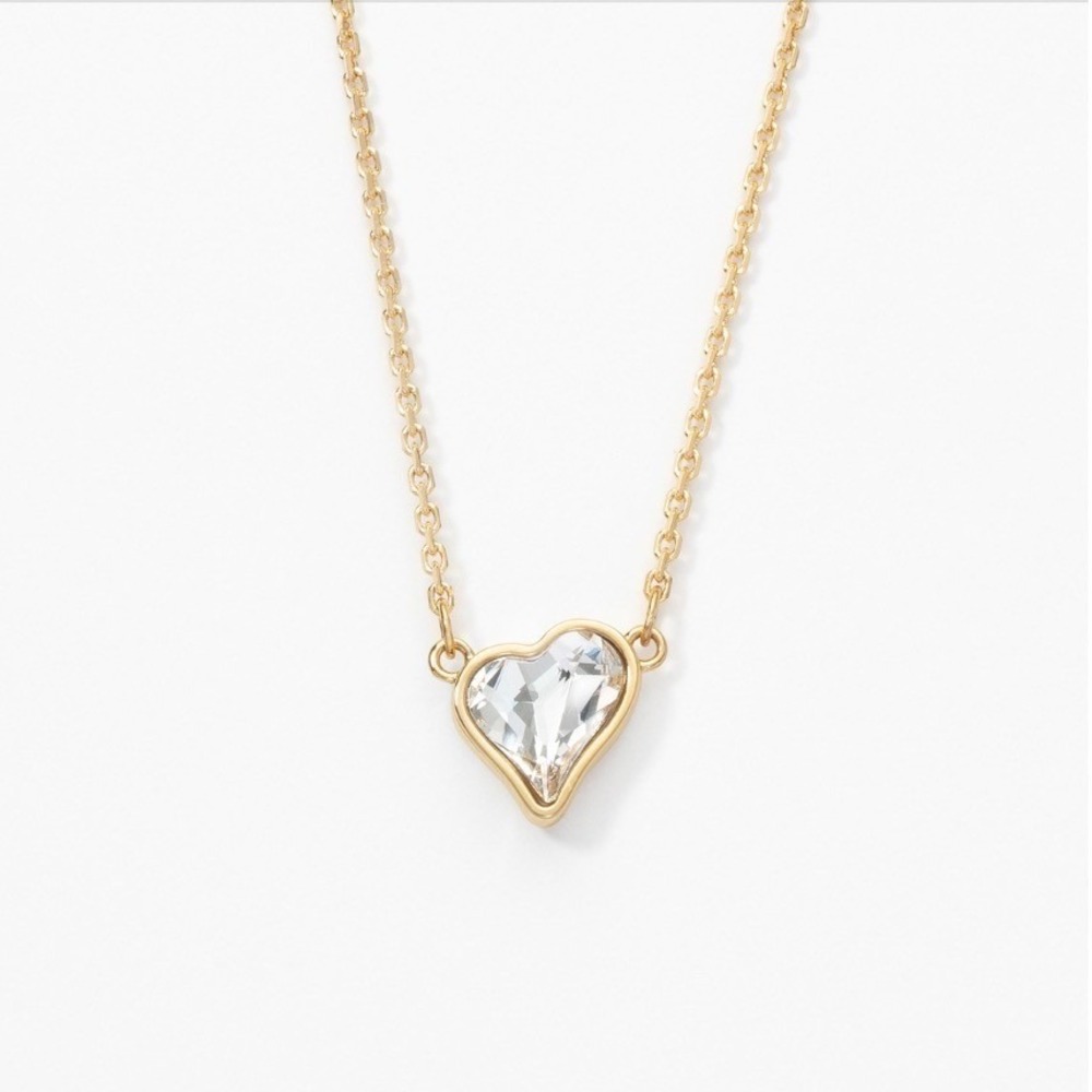 Touchstone Crystal Gold Heart Pendant Necklace with Clear Crystal